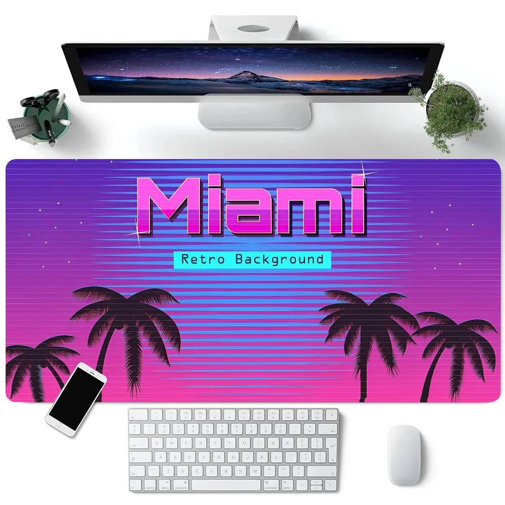 M-Miami Vice Mouse Pad Large Gaming Keyboard Mat LockEdge Rubber Computer Office Accessories