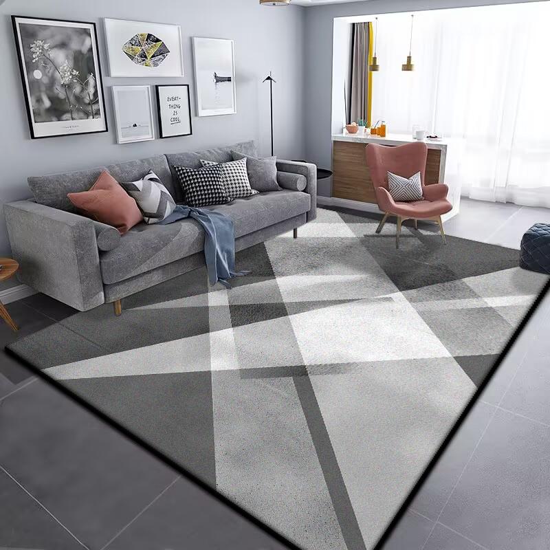 Grey Geometric Carpet for Living Room Modern Luxury Decoration Home Rugs for Bedroom Big Size Non-slip Easy Cleaning Floor Mat