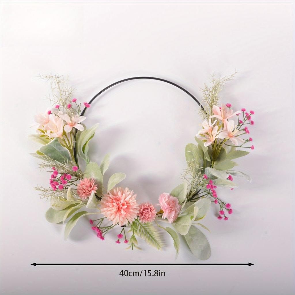 1Pc Simulation Decorative Round Wrought Iron Garland, Fake Flowers, for Wedding Decoration, Outdoor Decoration