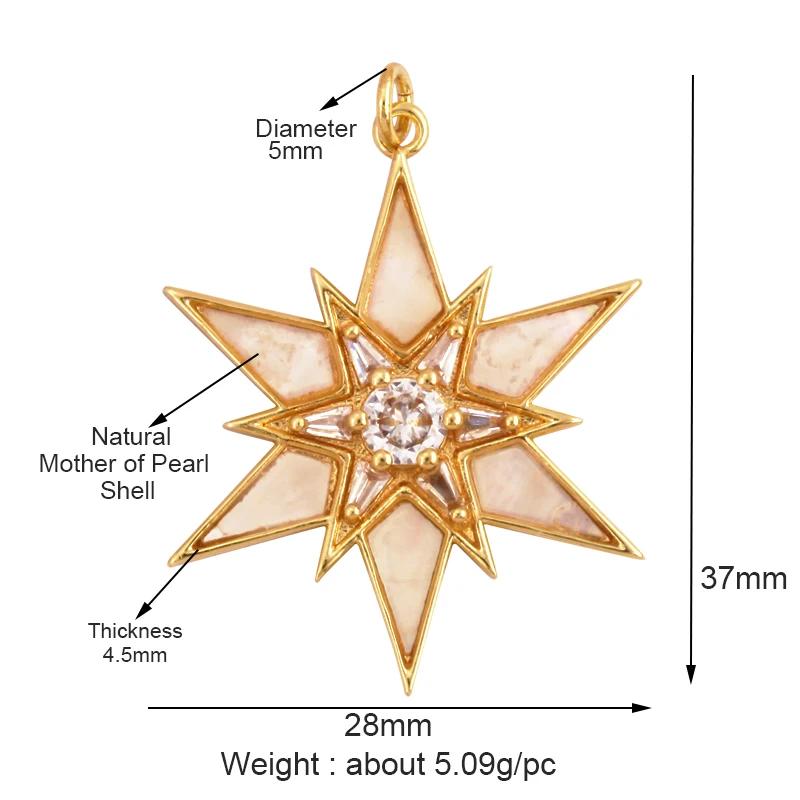 New Trendy Shining Space Sun Moon Star Charm Pendant, Gold Inlaid Cubic Zirconia Jewelry Necklace Bracelet Making Supply L44