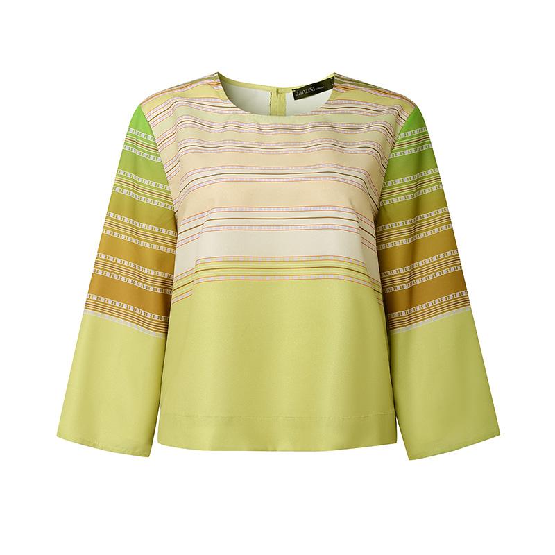 

ZANZEA Женская повседневная блузка в полоску с круглым вырезом и рукавом 3/4 S