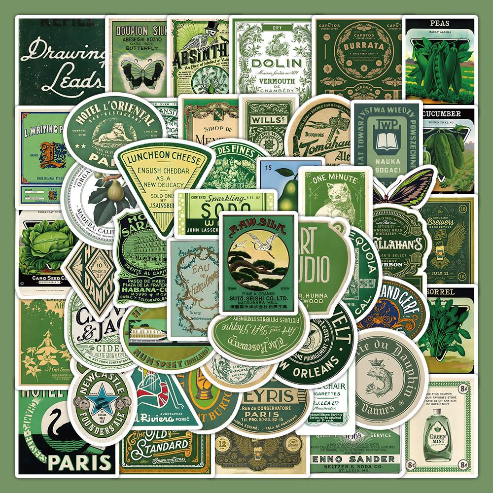 

63 шт. Зеленые винтажные наклейки - Декор в стиле ретро для блокнотов, телефонов и поделок своими руками Магазин AnimeWorlds