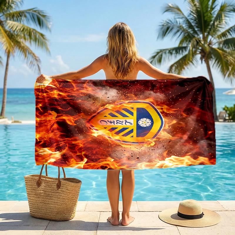 Leeds United Fußball Strandtuch Weiches Mikrofaser Sommerhandtuch Schnelltrocknendes Saugfähiges Handtuch für Strand Schwimmbad Reisen