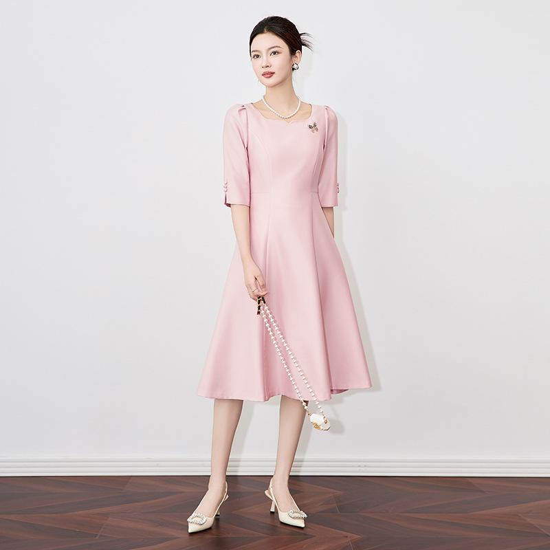 

South Oil French Rich Girl Luxury Square Neck Dress - Women s Spring/Summer Socialite Gown XXL