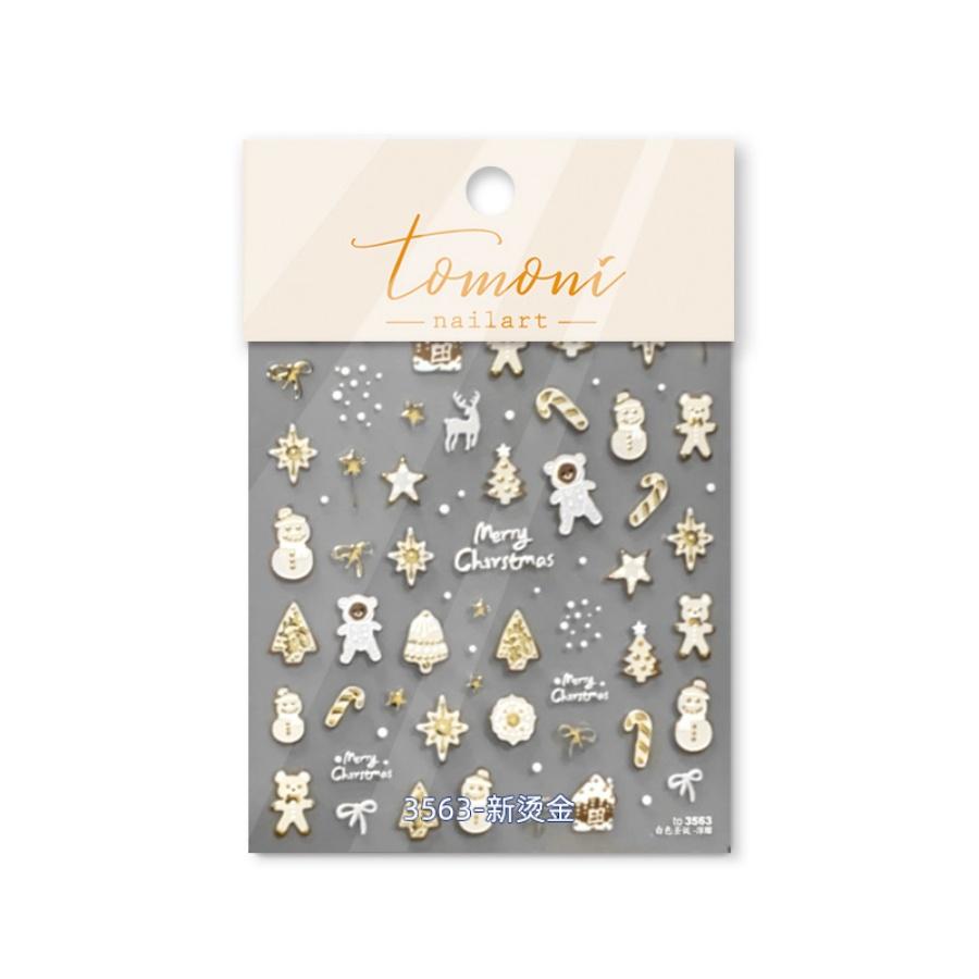 5D embossed nail art sticker high quality Christmas series nail stickers Christmas three-dimensional gold edge bear nail sticker