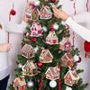 Christmas Tree Hanging Ornaments Wooden House Decor Xmas Painted Wood Pendants for Holiday Home Decoration