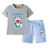 Doraemon Kids' Summer Set: Short-Sleeve T-shirt & Capris for Boys and Girls - Lightweight Casual Two-Piece.