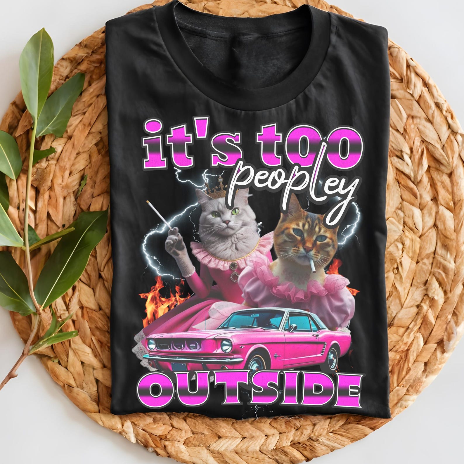 It s Too Peopley Outside Shirt: Funny Cat Meme Graphic Tee S