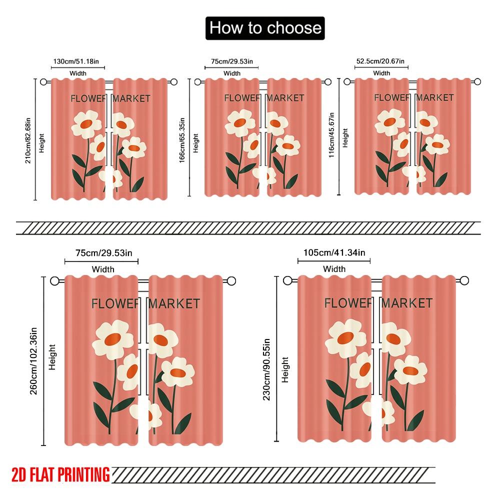2 st 2D platt tryckning Draperier Blommigt 0 Polyestertyg Utan Elektricitet Festlig Väggdekor Perfekt för Vårhelger