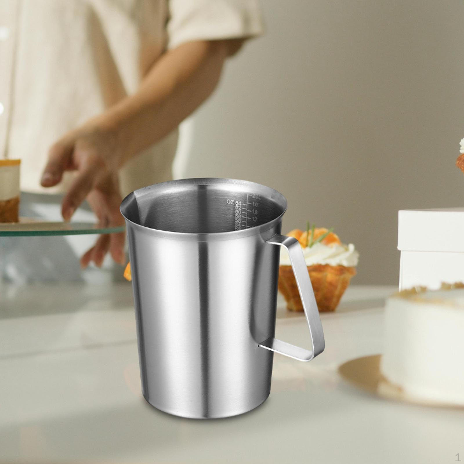 Stainless Steel Measuring Cup Household Kitchen Tools Clear Markings 2000ml Container Frothing