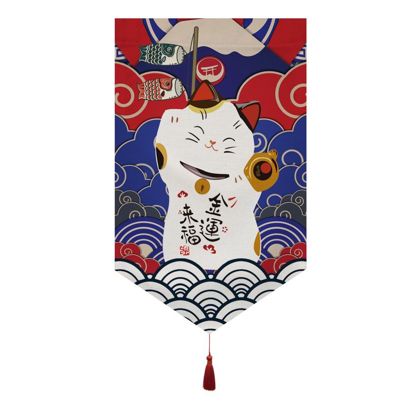 Japanese Short Curtain Doorway Noren Sushi Shop Triangle Flag Kitchen Home Decor Drapes Ramen Restaurant Hanging Half-Curtain
