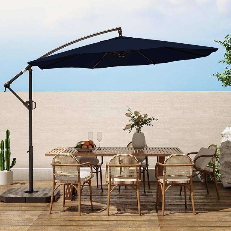 10ft Patio Umbrellas Offset Outdoor Cantilever Hanging Umbrella w/Infinite Tilt, Fade Resistant Waterproof Recycled