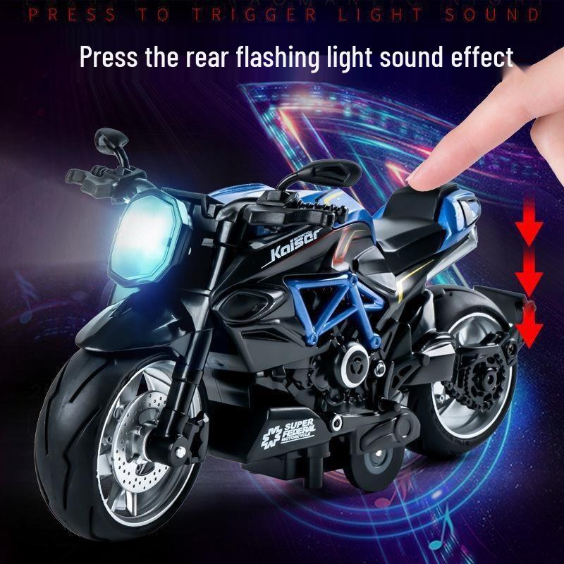 Dreamy Alloy Motorcycle Model 1:12 with Sound & Light Effects - Pull-Back Toy for Kids