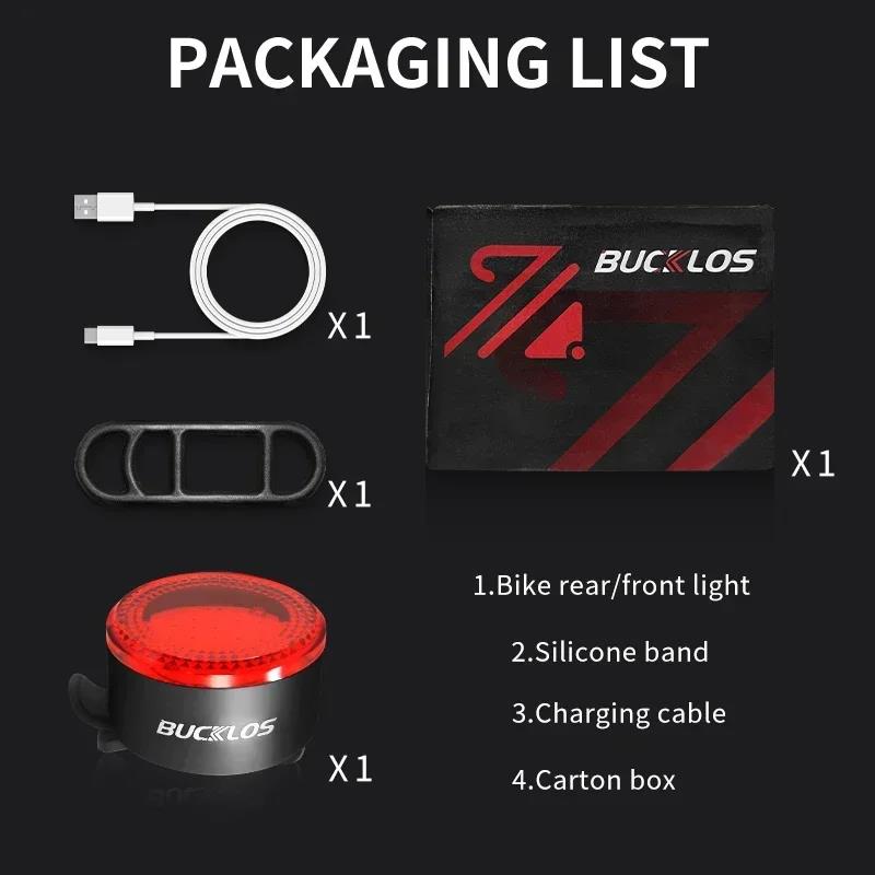 BUCKLOS Bike Light COB Front Rear Bicycle Lights LED Rechargeable Mountain Road Bicycle Lamp MTB Tail Light Cycling Flashlight 5