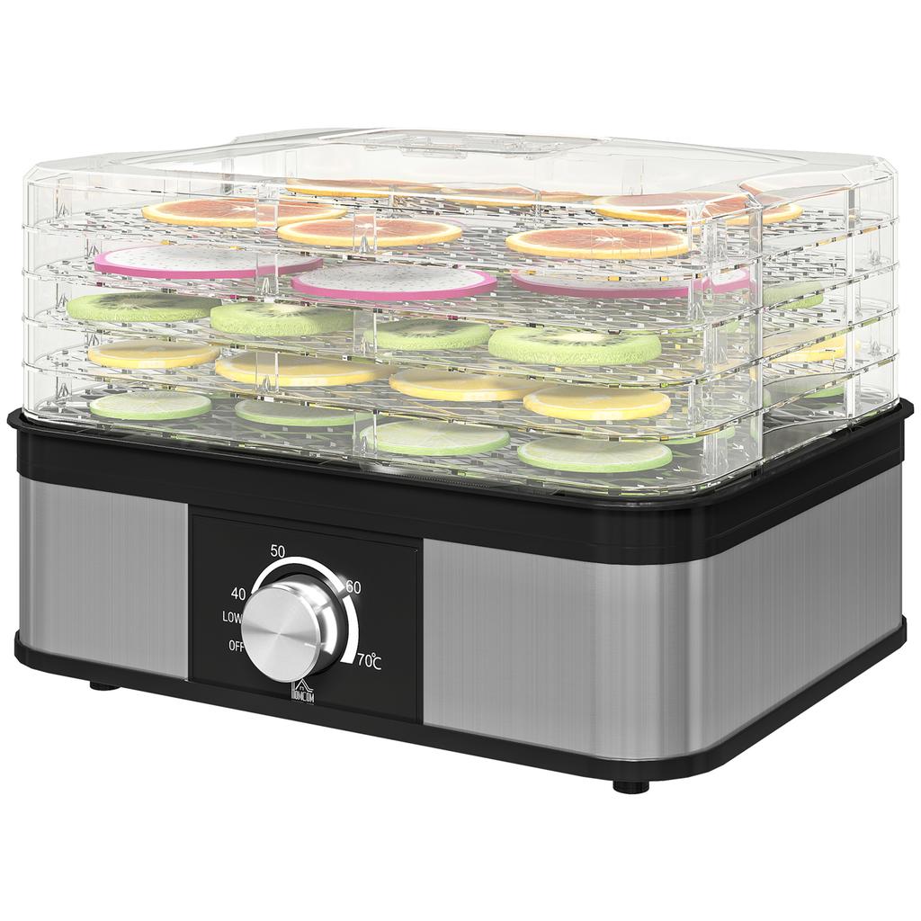 5 Tier Food Dehydrator, 245W Stainless Steel Food Dryer Machine with Adjustable Temperature for Drying Fruit, Meat, Vegetable, Jerky and Pet Treat