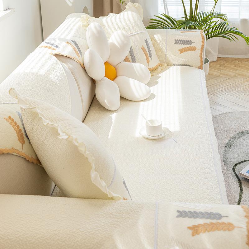 Reiner Baumwolle Sofakissen Vier Jahreszeiten Universelle Sitzkissenbezug Stoff Einfach Modern Rutschfeste Matte Wohnzimmer Sofaüberwurf Husse