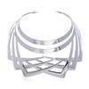 Geometric Metal Collar Necklace With Multilayer Chain For Trendy Women
