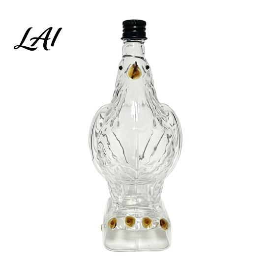 Alcohol Bottle with Screw Cap Eagle Head Whiskey Decanter 350ml Glass Animal Liquor Bottle 3D Bird Airtight Seal Wine Dispenser Stopper for Home Bar