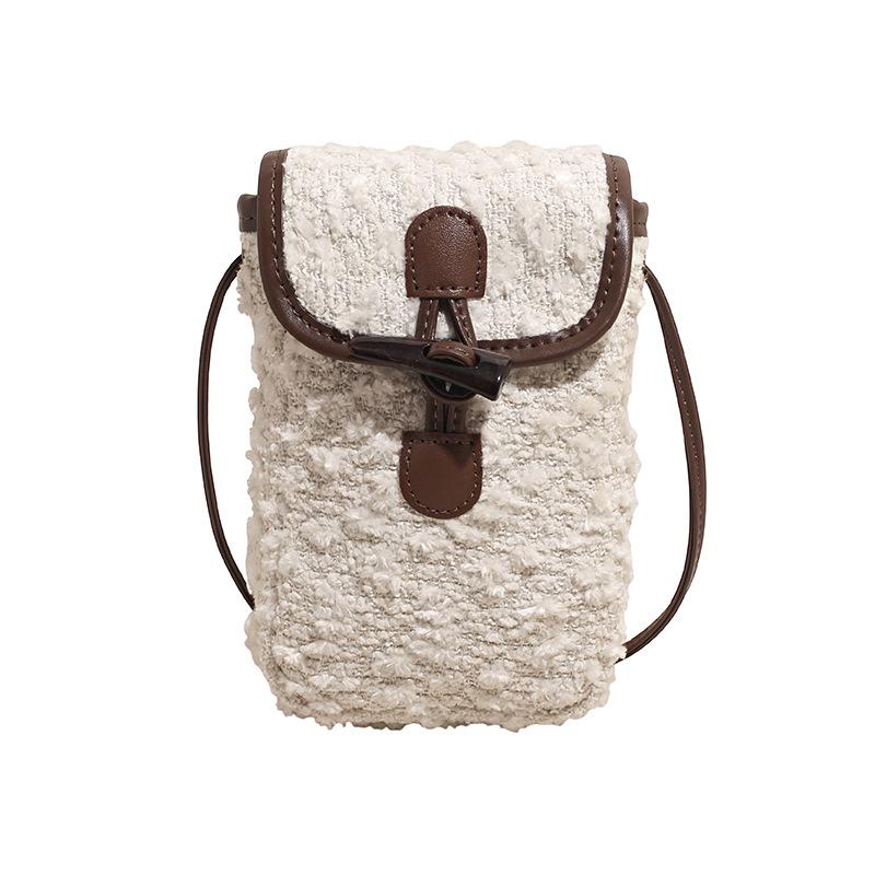 2025 autumn new hair bag contrasting color simple casual shoulder crossbody small bag women's retro furry bag
