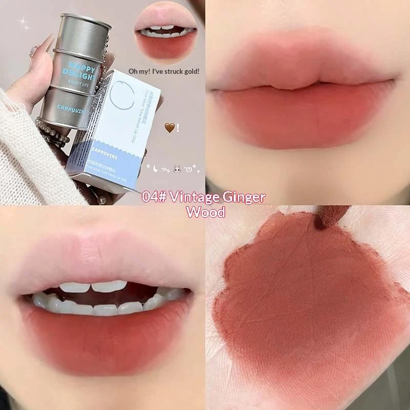 Cappuvini Metallische Tube Samt Lippenmousse - Nicht austrocknendes mattes Nude Langanhaltender flüssiger Lippenstift Erschwinglicher Samt Lippenstift