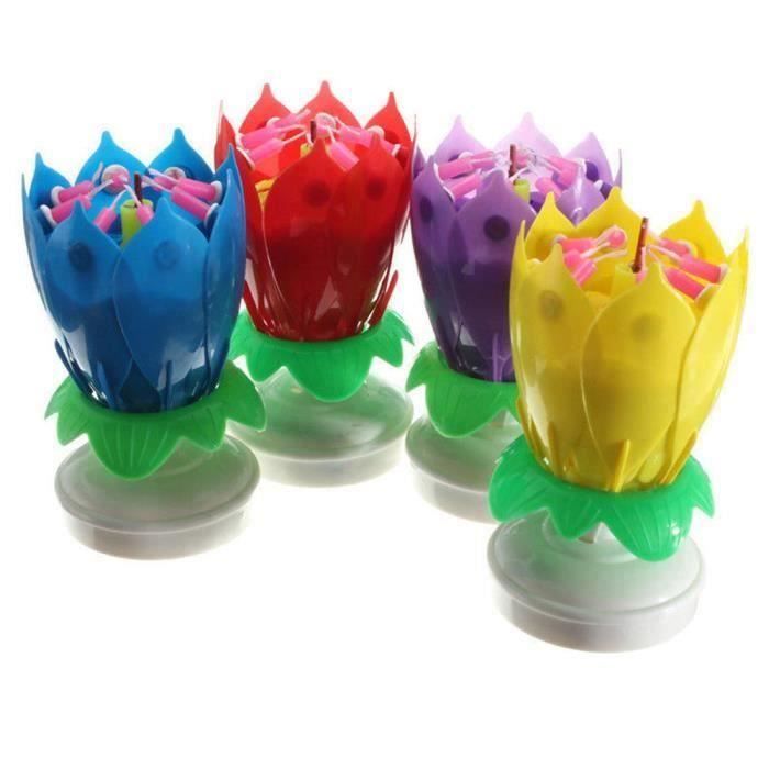 JL Lumânare de Ziua de Naștere Floare de Lotus Rotație Muzică Decorare Tort Petrecere Culoare Albastru - JLVSO827AA1050