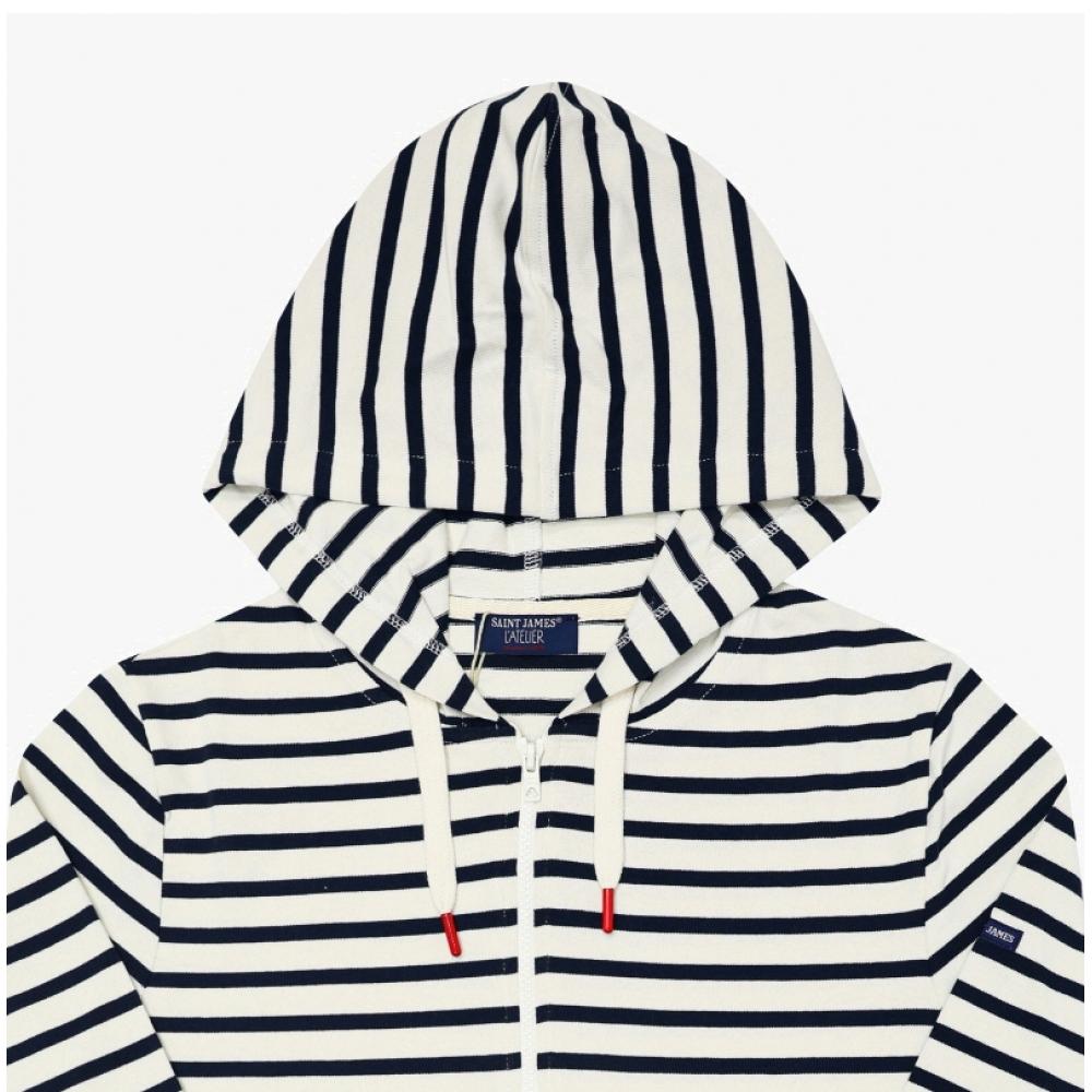 St. JameS 2288 Ecru Marine Colleville Stripe Women S Hoodie Zip Up