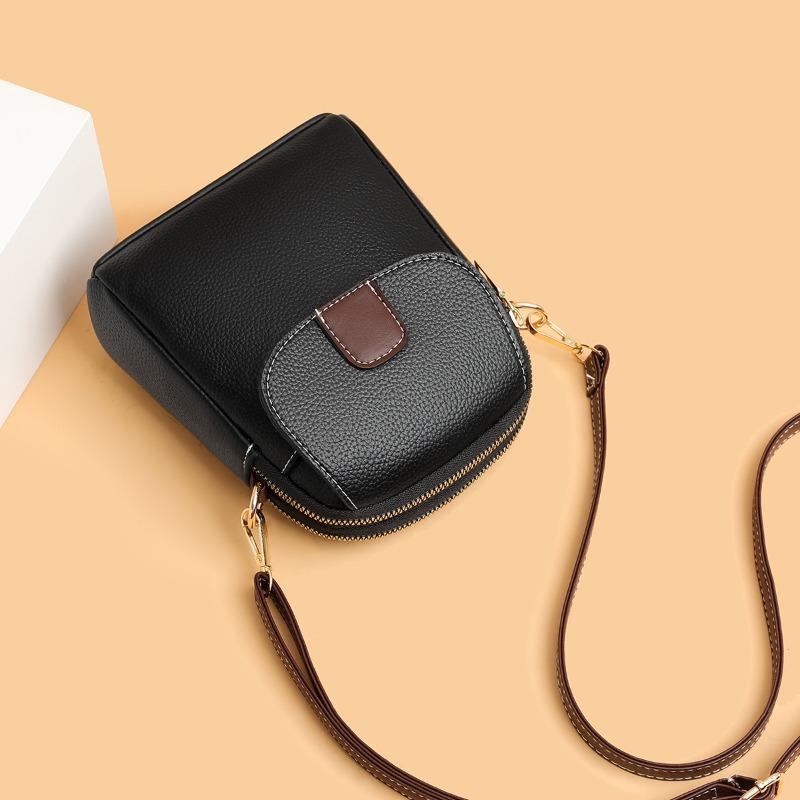 New fashion shoulder small bag trendy women's mobile phone bag soft leather versatile fashion messenger small square bag