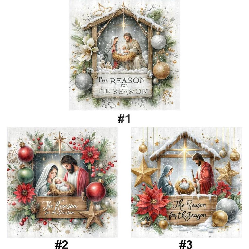 Full Embroidery cotton Thread 14CT Printed Nativity Cross Stitch Kit Artwork