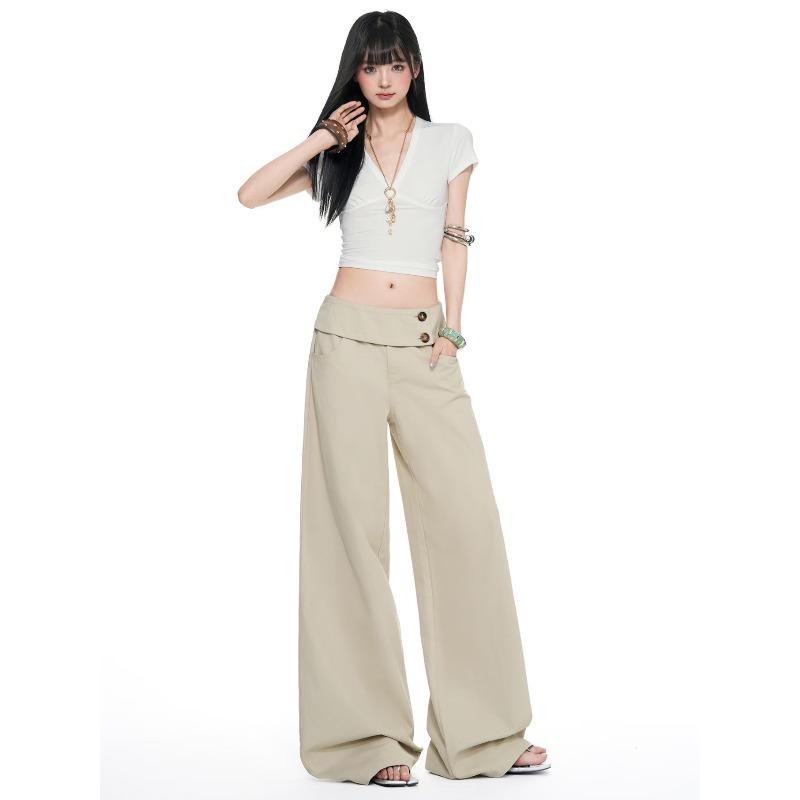 VIONA American Retro White Wide Leg Jeans Women Summer Loose Fit Simple Versatile Fashionable Floor-Length Pants Casual Trousers