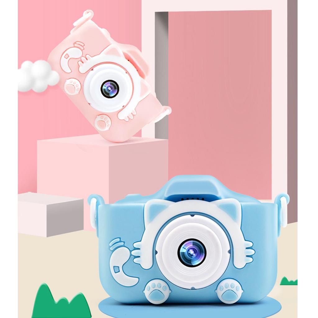Mini Tragbare Kinderkamera mit Doppellinse für Foto- und Videoaufnahmen, Niedliches Katzen-Spielzeugdesign Digitale Videokamera