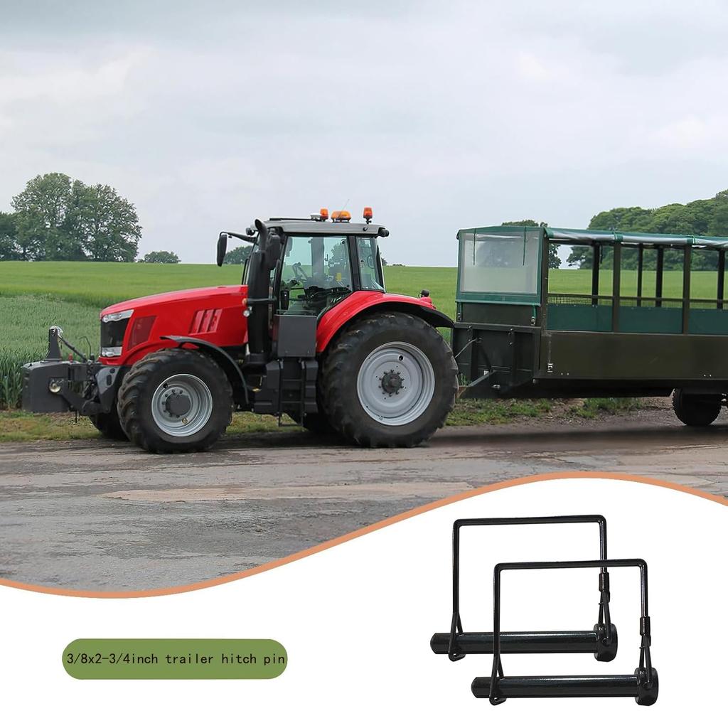 2 Pack 3/8 X 2-3/4 Trailer Hitch Pin Heavy-Duty Black Zinc Steel Hitch Lock Pin With Secure Clip Coupler Locking Pin For Towing Truck Tractor PTO