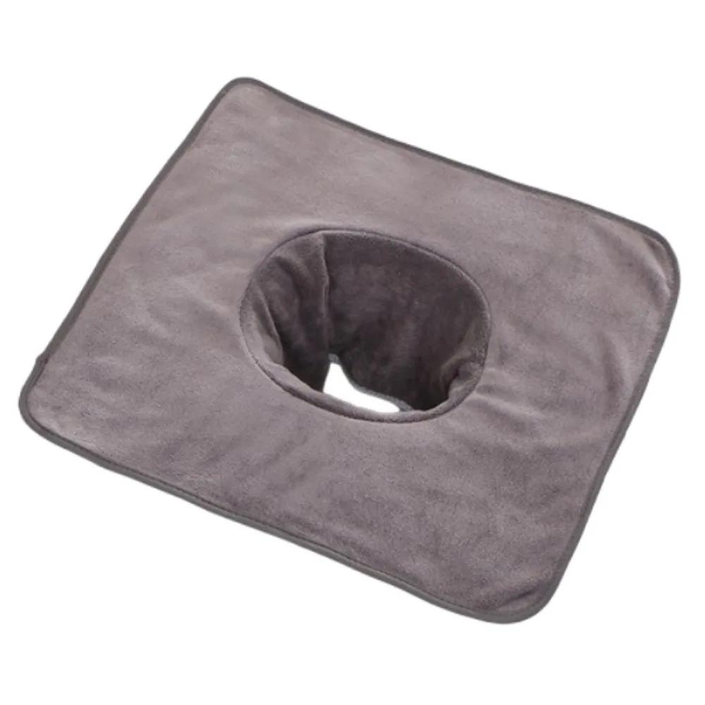 Serviette Visage Massage Épaisse Respirante Douce Serviette Salon de Beauté avec Trou Couleur Unie Coussinets Repose-Tête pour Salons de Beauté