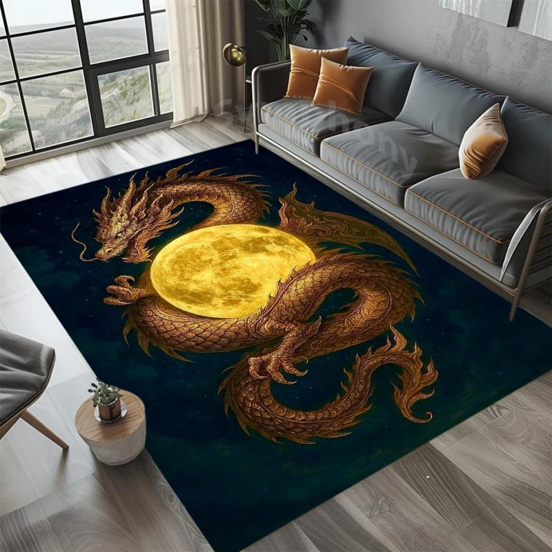 

Dragon Collection Area Rug Non Slip Wear Resistant Soft Washable Entryway Floor Mat for Living Room Bedroom Fantasy Decor 40X60cm