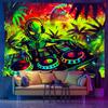 Trippy Kosmita DJ Czarny Światło Gobelin Reaktywny na UV Psychedeliczny Neonowy Dekoracja Ścienna Płaski Druk 2D Skóra Brzoskwiniowa Wystrój Sypialni 150x130
