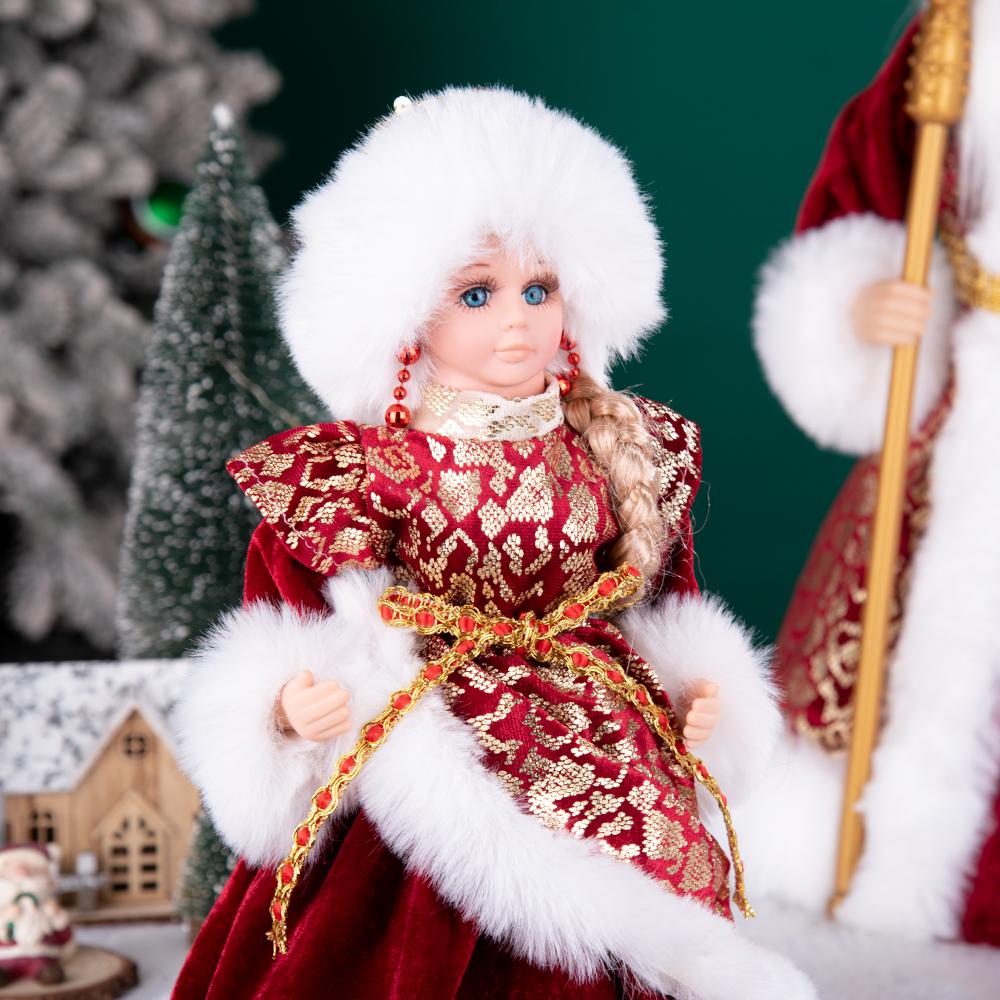 Rot-Gold Jacquard Snegurochka Weihnachtspuppe