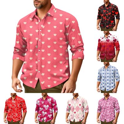 Camisa casual masculina de manga comprida com ajuste solto e lapela da moda