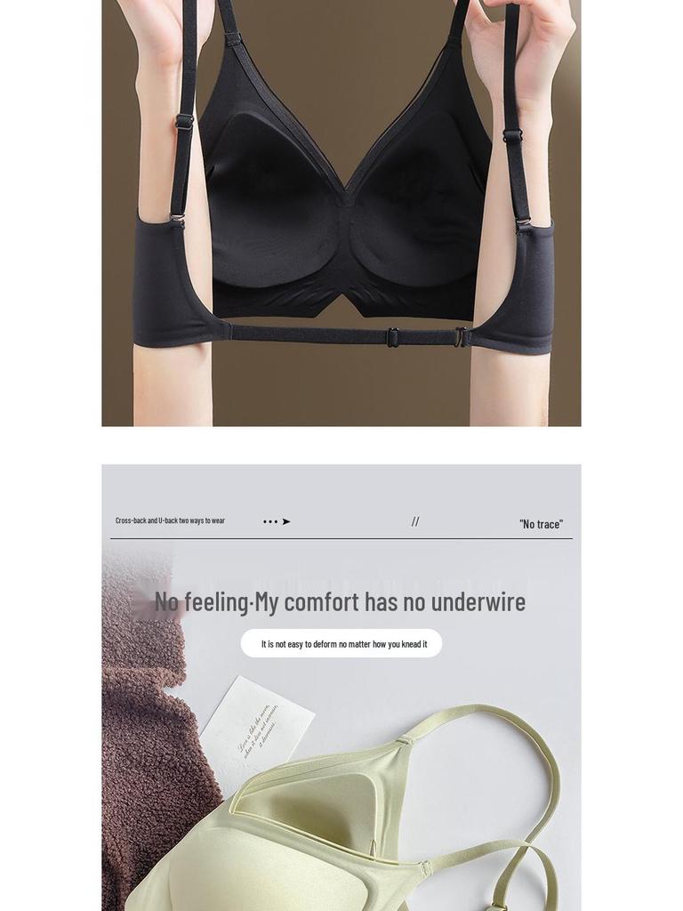Thin Strap Crossover Backless Push-Up Bra for Small Busts - Seamless, Wirefree, Anti-Sagging, Thin Cup Bra for Women.
