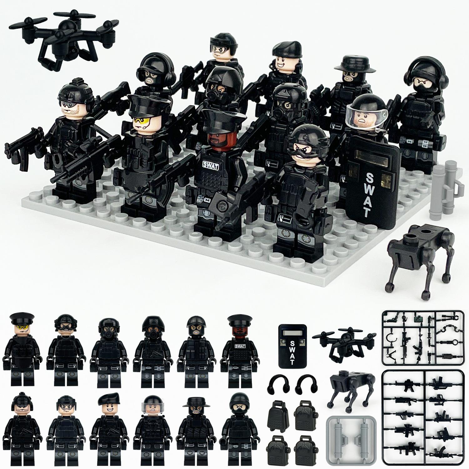 

Военная серия Черный Антитеррор Специальная полиция Городская полиция Минифигурки Конструктор