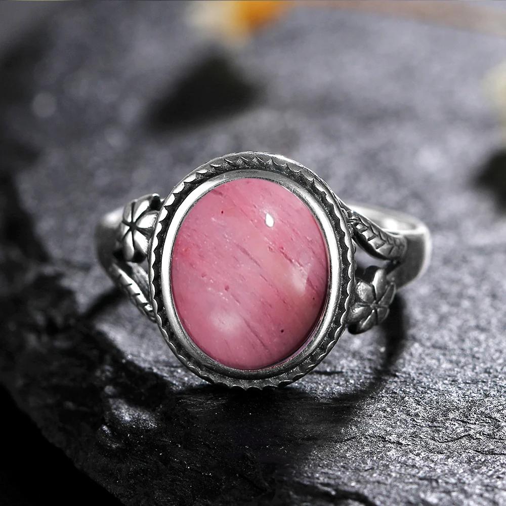Vinatge Silver Ring Female Jewelry Natural Moonstone Tiger's Eye Personalized Rings for Women Bijoux Wedding Jewelry Gift S