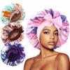 Elastic Tie Band Silk Bonnet Extra Large Hair Bonnet Luxury Sleeping Bonnet  Hair Protection