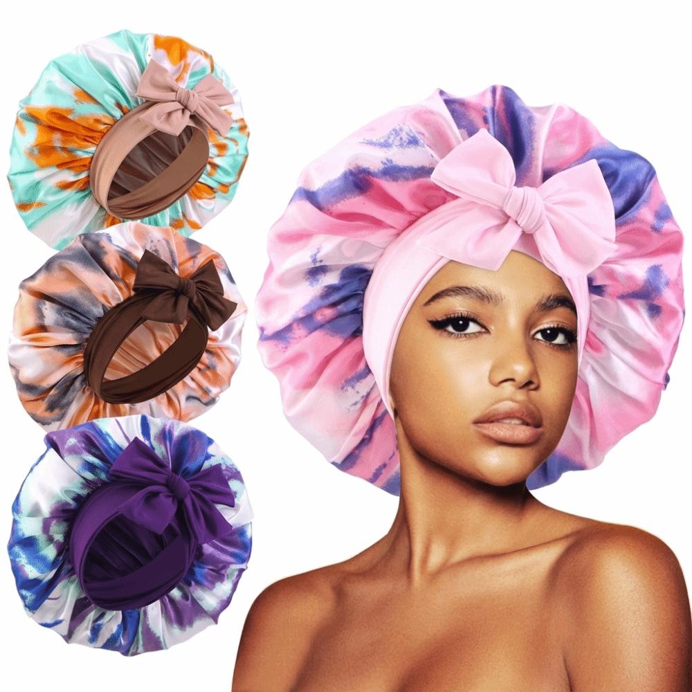 Elastic Tie Band Silk Bonnet Extra Large Hair Bonnet Luxury Sleeping Bonnet  Hair Protection