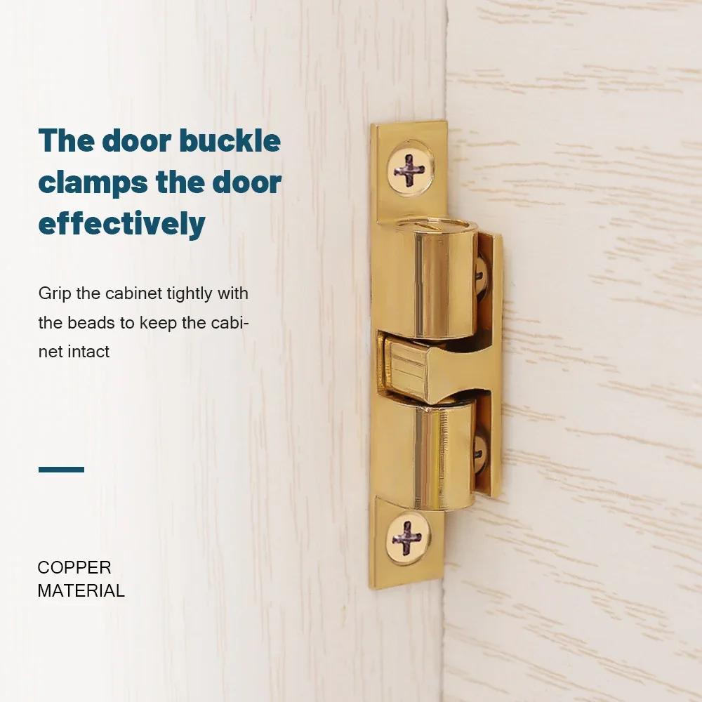 1pc Furniture Door Ball Latch Brass Double Roller Spring Ball Catch Latches Cabinet Closet Door Adjustable Tension Latch