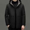 Herrenmilchseide Daunenjacke mit Kapuze Verdickt Papa Jacke Mittellange und Lange Daunenjacke Abnehmbare Innenjacke