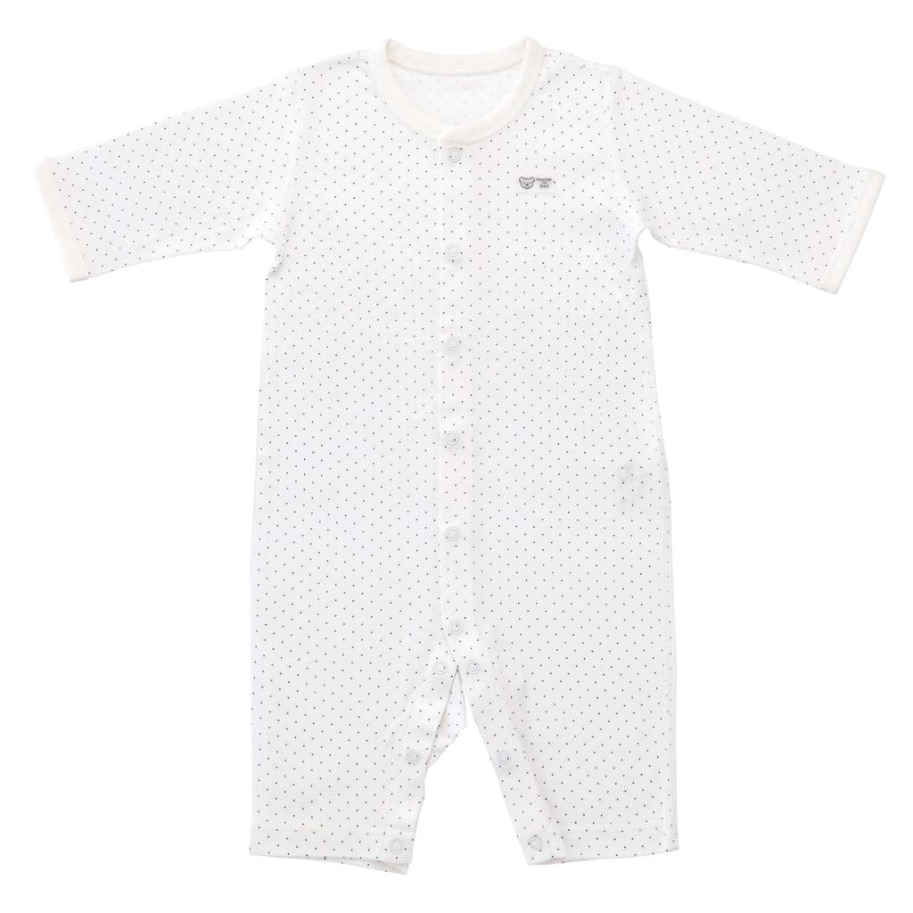 size polka made in Japan [Baby Castle] Long-sleeved long-legged bodysuit, 70, dot, navy,