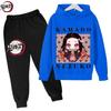Sudadera con capucha para niño del anime Demon Slayer de Tanjiro y Nezuko Sudadera Infantil Estilo Callejero Coreano Kpop Sudadera para Niña Ropa de Calle Conjunto