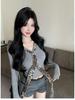V-neck Leopard Print Tie Patchwork Long-sleeve Top for Women - Autumn Hooded Collarbone Style