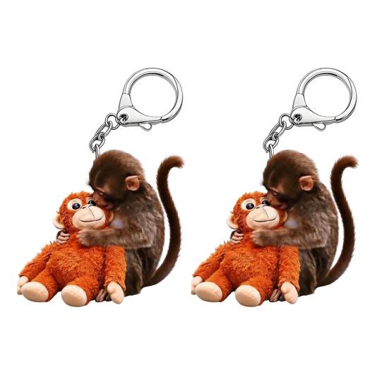 

2 шт. Брелок-подвеска Обезьянка Брелок-подвеска для ключей Устойчивый к износу Украшение-аксессуар для сумки, рюкзака, ключей автомобиля 2pcs E