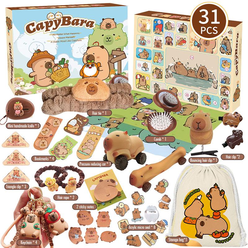 Capybara Advent Calendar Blind Box Gifts For Children Christmas Decorations New Year's Eve Decorations New Year Decor Keychain