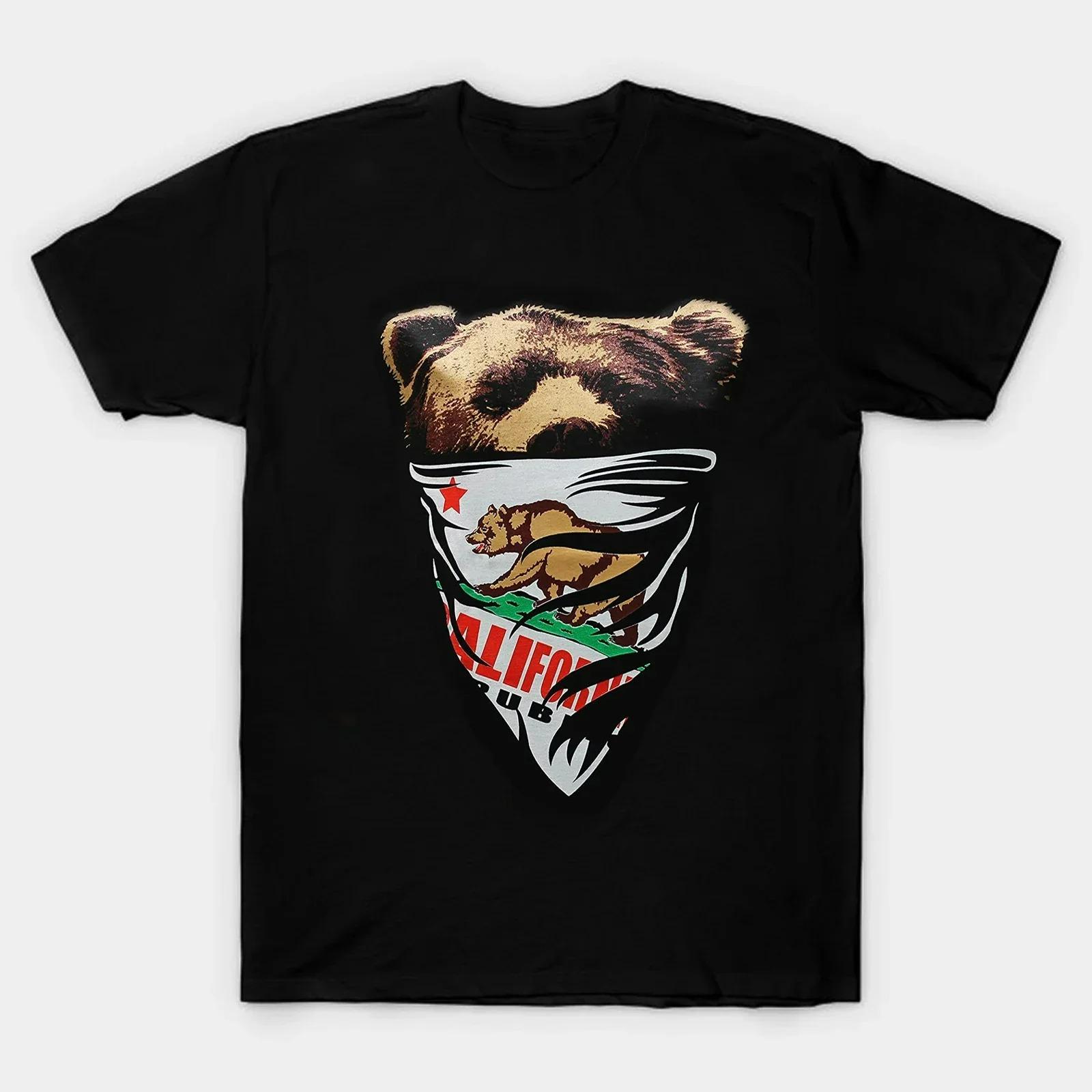 

California Republic Flag Bandana Bear TShirt 100 Cotton ONeck Summer Short Sleeve Casual Mens Tshirt Size S3XL S