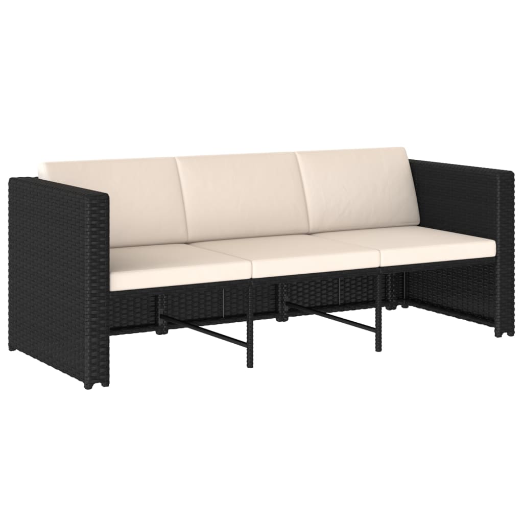 4 piece garden lounge set with cushions poly rattan black